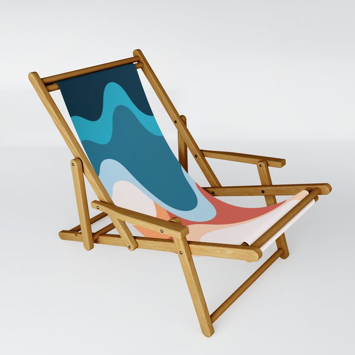Waves Rippling and Cascading At The Beach Abstract Nature Art In Modern Contemporary Color Palette Sling Chair