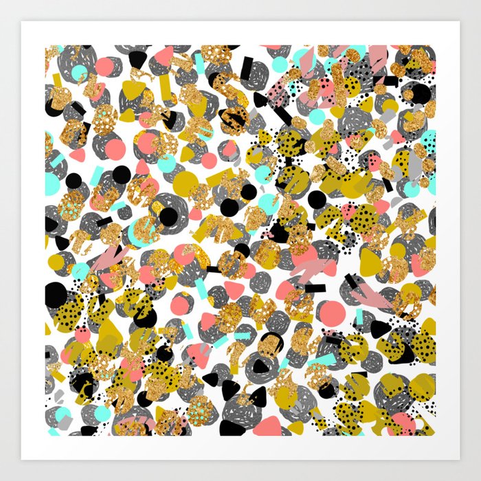 Lola Abstract Art Painting Modern Trendy Colors Gold Foil Dots
