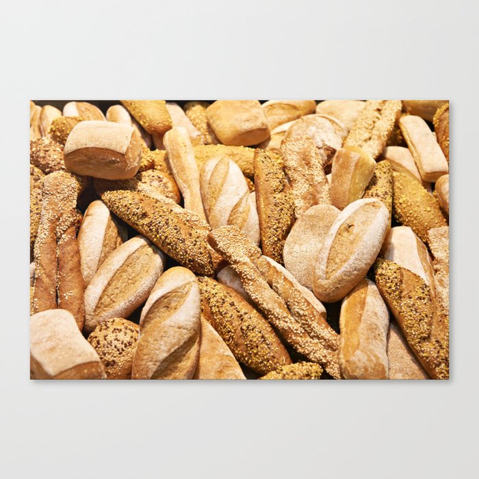 Bread baking rolls and croissants Canvas Print