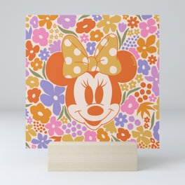 "Minnie Mouse and Colorful Flowers Light" by Hanna Kastl-Lungberg Mini Art Print | Hanna Kastl Lungberg, Curated, Graphicdesign, Mickey, Minnie, Mickey And Friends, Minnie Ears, Mickey Mouse, Walt Disney, Minnie Mouse 