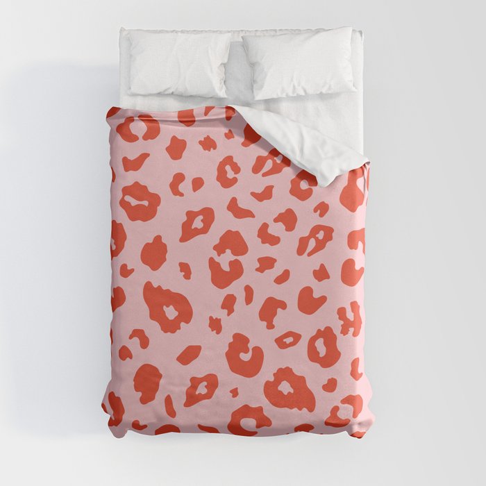 Red + Pink Leopard Spots (xii 2021) Duvet Cover