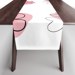 hand drawn flowers pink  Table Runner
