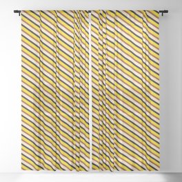 [ Thumbnail: Yellow, Brown, Bisque, and Black Colored Lines/Stripes Pattern Sheer Curtain ]