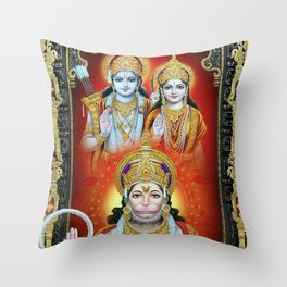 Hanuman Vishnu Lakshmi Throw Pillow