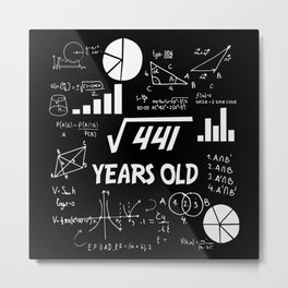 21st Birthday Square Root Math 21 Years Old Bday Metal Print