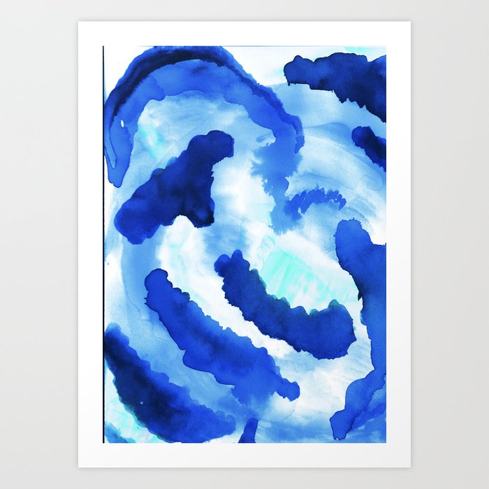 Bold Blue Abstract Watercolor Art Print By Radha Society6