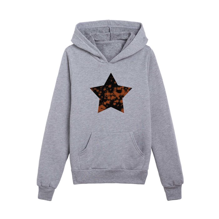 Distressed Bleached Rust on Black Fabric Kids Pullover Hoodie