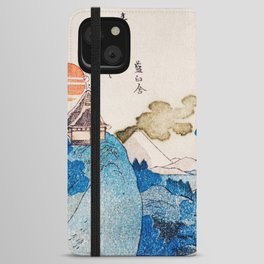 Old Traditional Vintage Japanese Landscape Illustration iPhone Wallet Case