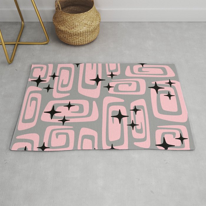 Mid Century Modern Cosmic Galaxies 438 Pink and Gray Rug