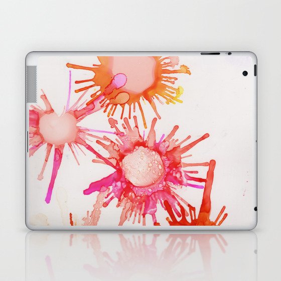 Pink, Red & Orange Ink Bursts Laptop & iPad Skin