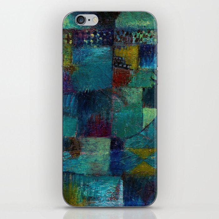 Terraced garden tropical floral Pacific blue abstract landscape painting by Paul Klee iPhone Skin