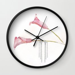 Flowers & jewellery wathercolour artwork  Wall Clock