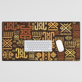 Ethnic African Pattern- browns and golds #8 Desk Mat