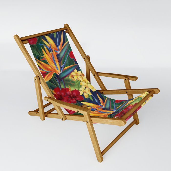 Tropical Paradise Hawaiian Floral Illustration Sling Chair