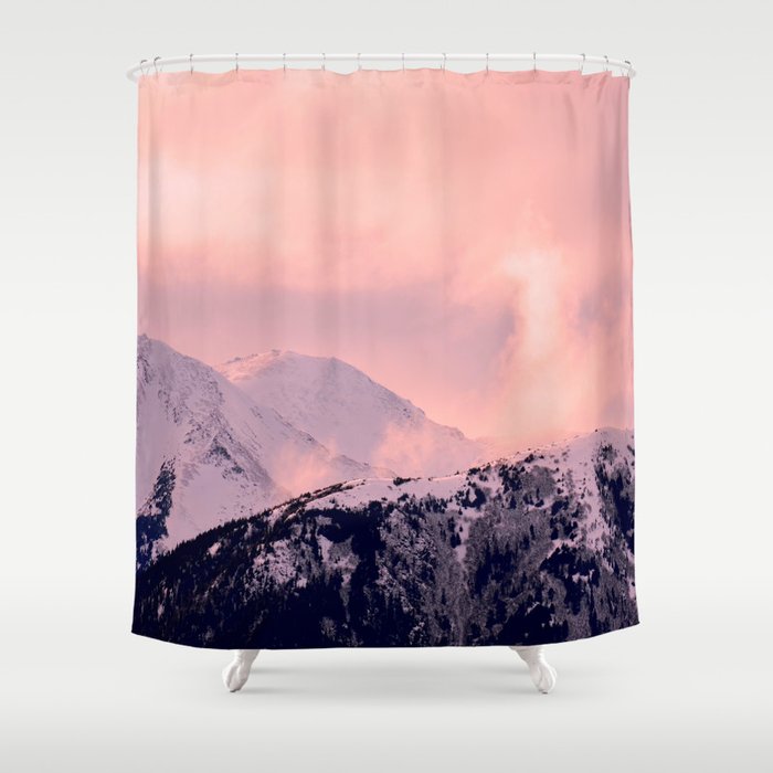 Kenai Mts Bathed in Serenity Rose - II Shower Curtain