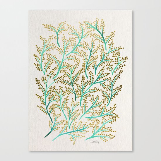 Green & Gold Branches Canvas Print