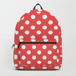 Red And White Pois Polka Dots Pattern Backpack