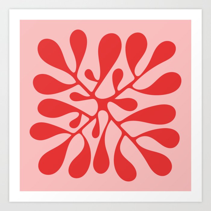 Matisse Inspired Abstract Cut Outs red Art Print