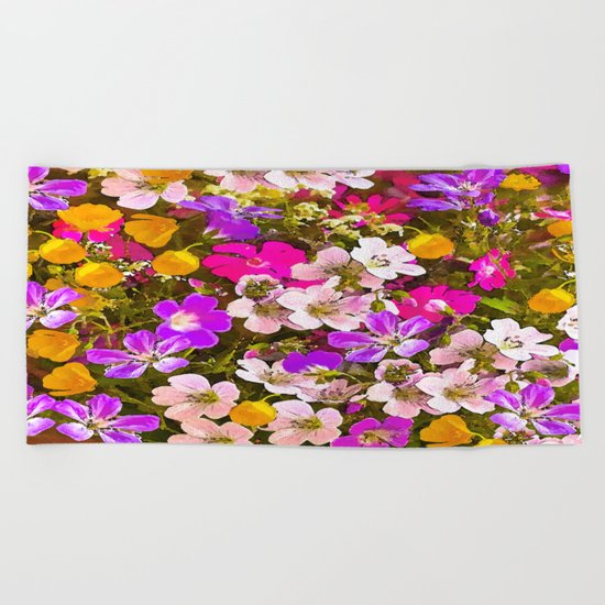 Colorful meadow flowers #Society6 #buyart Beach Towel