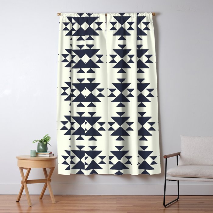 Modern Triangle Pattern in Navy Blue and Ivory Blackout ...