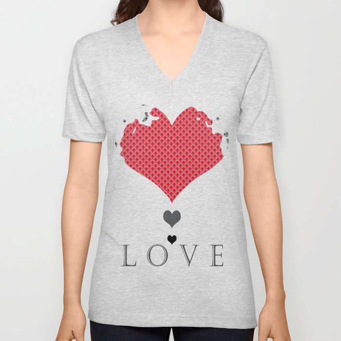 Love Hearts V Neck T Shirt