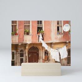 Street with laundry, in Istanbul, Turkey | Travel photography | Fine art photo print in pastel.  Mini Art Print
