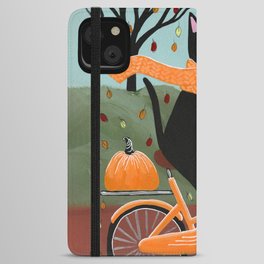 Tuxedo Cat Autumn Bicycle Ride iPhone Wallet Case