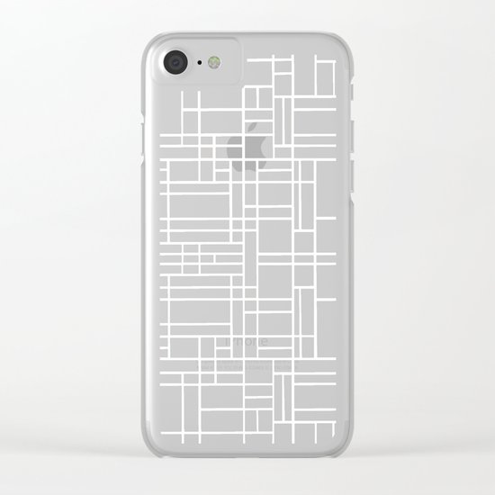 Map Outline White on Black Clear iPhone Case