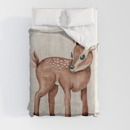 Little Fawn, Baby Deer, Forest Animals, Woodland Nursery, Baby Animals Duvet Cover
