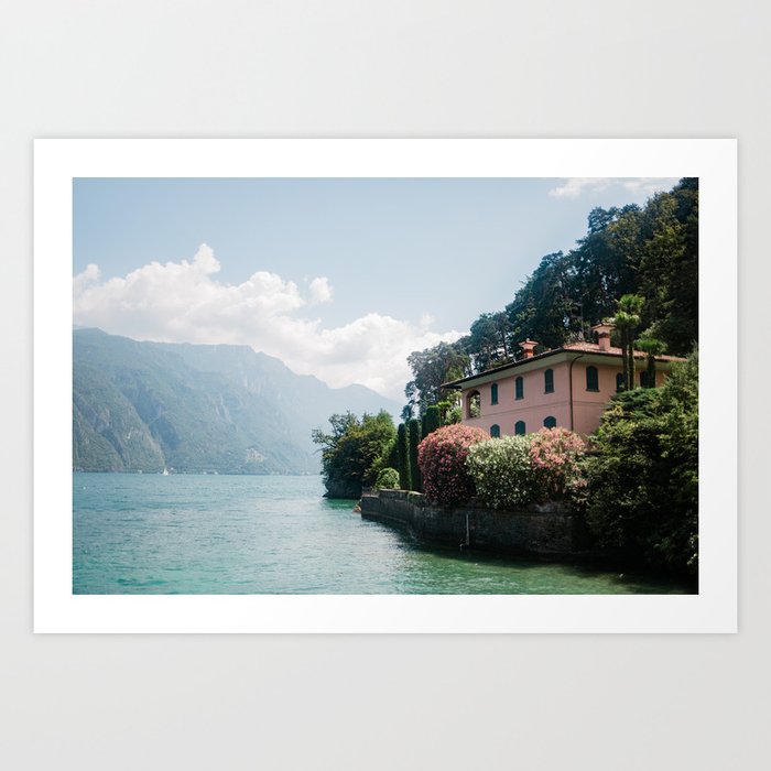 Vila at lake como | Italy travel photography | Bright art print Art Print