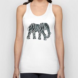 Light Blue and White Striped Elephant on a Dark Blue Background Unisex Tank Top