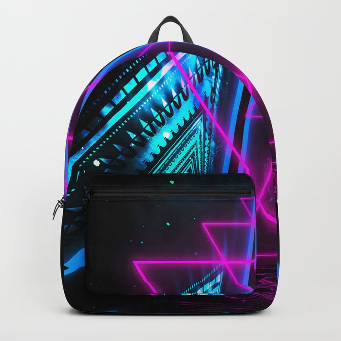 Neon landscape: Pink Triangles Backpack