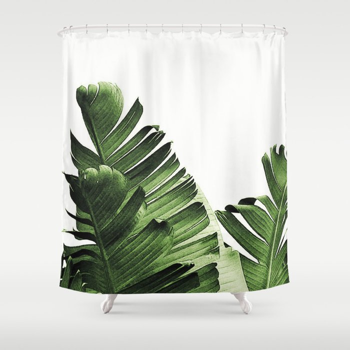 Banana Leaf Shower Curtain By All4you, Palm Leaf Hookless Shower Curtain