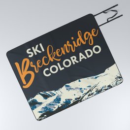 Yellow Breckenridge Vintage Ski Poster Picnic Blanket