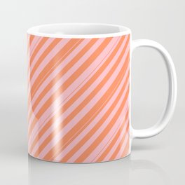 [ Thumbnail: Coral & Light Pink Colored Stripes/Lines Pattern Coffee Mug ]