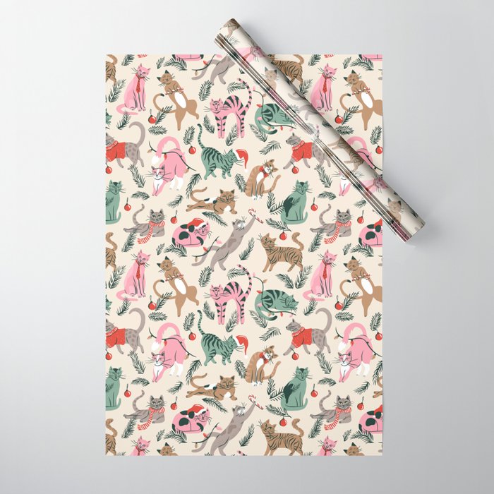 Silly Christmas Cats Wrapping Paper