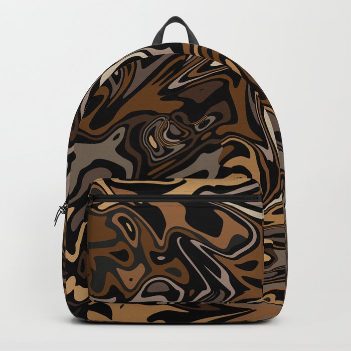 Abstract Liquid Swirl Pattern Shades of Brown Backpack