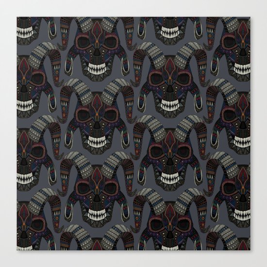 demon skull charcoal Canvas Print