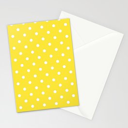 Lemon Yellow & White Polka Dots Stationery Card