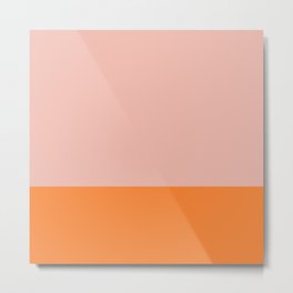Orange and Blush Pink Solid Minimalist Colour Block Pattern Metal Print | Graphicdesign, Pattern, Millennialpink, Solid, Color Block, Simple, Orange, Aesthetic, Retro, Pastel 