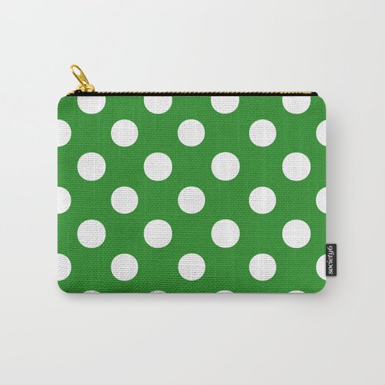 Polka Dots (White/Forest Green) Carry-All Pouch