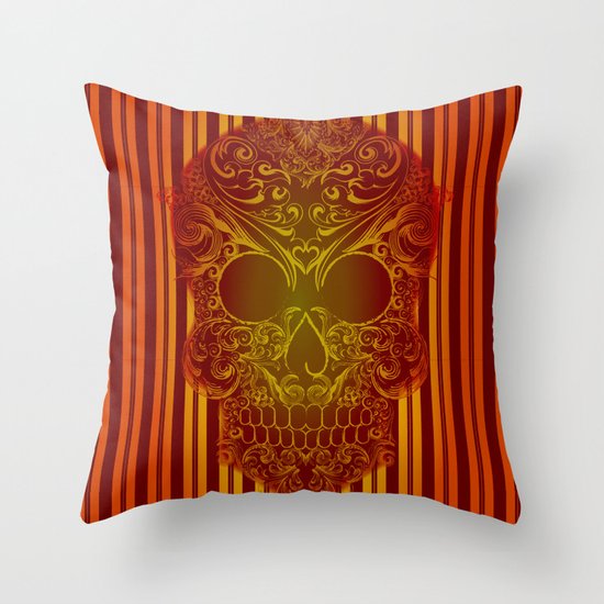 Fire Skull Throw Pillow