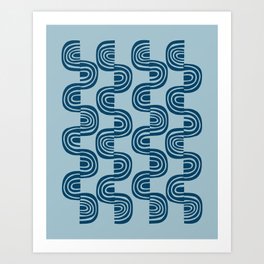 Abstract Shape Pattern 33 in Midnight Blue Art Print