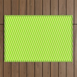 [ Thumbnail: Green & Tan Colored Pattern of Stripes Outdoor Rug ]