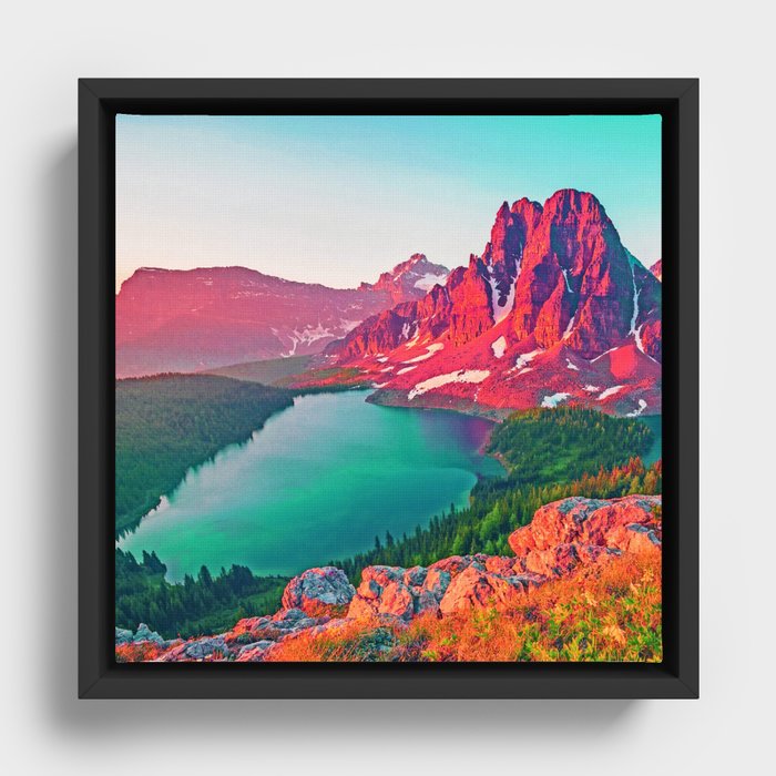 Red Dream Peaks Framed Canvas