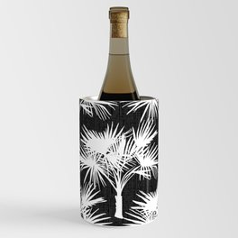 Retro 70’s Palm Trees White on Charcoal Wine Chiller