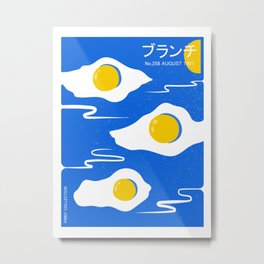 Fried egg art print, Japanese poster, Posters aesthetic, Kitchen art, Exhibition poster, Food art, Vintage, Retro Metal Print
