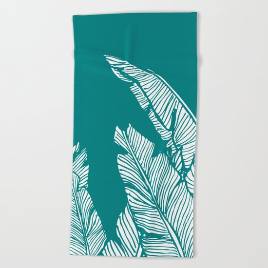 Banana Leaves on Teal #society6 #decor #buyart Beach Towel