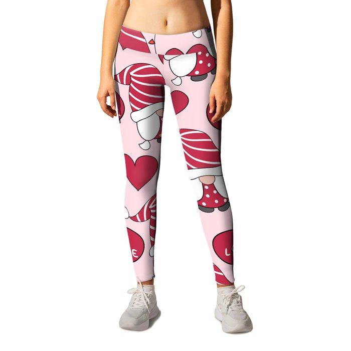 Cute Valentines Day Heart Gnome Lover Leggings