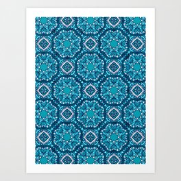 Moroccan Tile Pattern - Turquoise Art Print